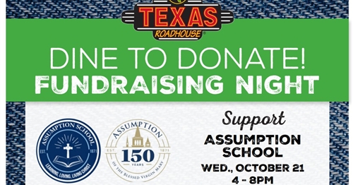 Texas Roadhouse Dine to Donate for Assumption, Oct. 21 